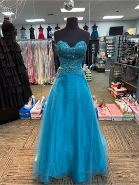 SERENA SIZE 4 3505 TURQUOISE PROM FORMAL PAGEANT DRESS